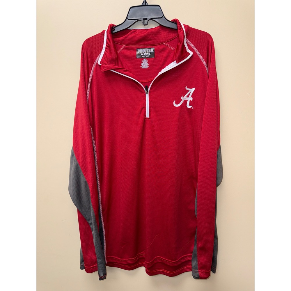 Profile Varsity Alabama Crimson Tide Mens 2XLT Red Quarter Zip Pullover Shirt